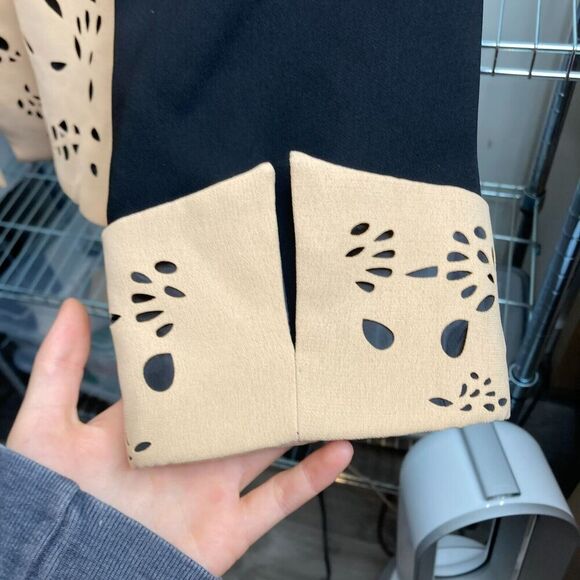 G.M.I Woman‎ Full Zip Brown Black Eyelet Long Sleeve Maximalist Flowy Size 16W - Picture 8 of 11